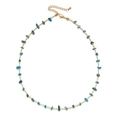 Handmade necklace with irregular sky blue stones and golden beads for vacation style - Light Blue