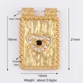 Gold plated Evil Eye heart charm with bark texture and white zircon stones, 18x13mm size - Gold Micro-pave Black Diamond Eye Style (K085218K2)