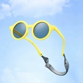 Polarized baby sunglasses in yellow round frame with soft silicone adjustable strap - With Anti-Lost Strap / Yellow