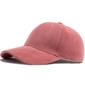 Classic rose pink lamb velvet baseball cap with curved brim and soft brushed texture - Adjustable / Watermelon red