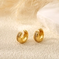Minimalist gold-plated C-shaped ear cuff with sparkling white zircon inlays - Gold Single Row Pave Ear Cuff