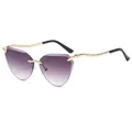 Frameless cat-eye sunglasses with purple gradient lenses and gold snake-pattern metal legs - Double Grey Lens (C2)