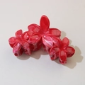 Elegant red flower shark hair clip with marble texture for women's updos - #11abs Red - Three Flowers / Bulk (No Packaging)