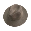 Classico cappello Fedora in paglia intrecciata marrone scuro con elegante piega e tesa - Stile Semplice / grigio scuro