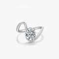 S925 Sterling Silver Ring featuring asymmetric twisted band and oval white gemstone - US Size 5 / Oval Cut Twisted Design (PNJ013) / Platinum