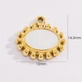 Detailed view of 15mm oval shell pendant in 14K gold plated titanium with dimensions - Oval with Beaded Edge