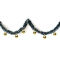 2m dark green Christmas tinsel with white tips and six hanging gold shiny ornaments - Dark Green White Edge + 6 Gold Balls