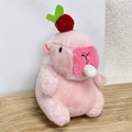 Roze Capybara pluche sleutelhanger met blad-decoratie en zachte pluche textuur - Bellen Capibara Appel