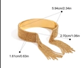 Brazalete de cuentas doradas con flecos largos y un diámetro de 5,94 cm - Estilo De Cuentas Con Borlas Doradas