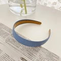 Minimalist blue floral fabric headband for women on a vintage newspaper background - Blue Headband