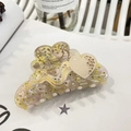 Dettaglio molletta per capelli a cuore in acetato con strass a luna e stella dorati - Strass Stella Luna-Bianco