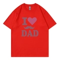 T-shirt rouge en coton avec graphique I Love Dad et motif moustache taille S - XS / Rouge (Style I ❤️ DAD)