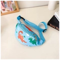 Sky blue kids fanny pack with colorful cartoon dinosaur prints and adjustable strap - Dinosaur Light Blue