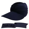 Dark blue sun visor hat for women with pleated fabric and wide brim for UV protection - One Size / Navy Blue