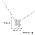 Silver letter H copper pendant with cubic zirconia, size 0.46x0.37 inch, 1g weight - Silver Letter-H