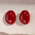 Retro geometric oval red oil drip stud earrings with a vintage minimalist aesthetic - Silver Needle Oval Style (HE22546) / Red