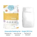 Disposable single travel bedding set with pillowcase, duvet cover and bed sheet in white - Single 3-Piece Set / White