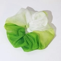 Oversized ombre green organza scrunchie with elegant sheer gradient fabric - 6 Green White Ombre