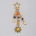 Llavero celestial dorado bohemio con colgantes de luna estrella y cuentas de piedra natural - Estilo Estrella Luna Sol / Oro Antiguo