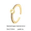 Minimalist 14K gold plated zircon letter ring with an adjustable open design - Letter O