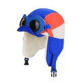 Cappello da aviatore tricolore con occhiali e paraorecchie caldi per bambini in blu e arancione - Blu Reale