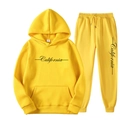 Set felpa con cappuccio e pantaloni giallo acceso foderati in pile con logo California - S / Giallo