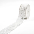 Roll of elegant white floral lace ribbon for wedding gift wrapping and DIY crafts - S105