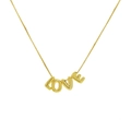 Polished 18k gold plated bubble LOVE letter pendant necklace with box chain for women - LOVE