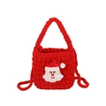 Borsa a maglia fatta a mano di Babbo Natale con tracolla e manico per bambini - Babbo Natale / Rosso