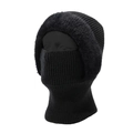 Schwarze integrierte Winterstrickmütze mit dickem Fleece-Futter und Nackenwärmer-Design - Einheitsgröße / Schwarz