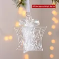 Iridescent gift box Christmas ornament with white ribbon, 9cm hanging acrylic decoration - Iridescent Transparent Gift Box-F