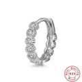 Macro shot of S925 sterling silver huggie earring with white zircon and 925 authenticity seal - Platinum Single #5