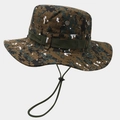 Close-up of jungle camo boonie hat featuring tactical webbing and adjustable chin strap - M (56-58cm) / Digital Jungle Camouflage (1#)