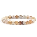 Minimalist 8mm natural agate beaded bracelet with earthy beige and brown textures - 8mm / Light Coffee Agate