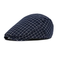 Casquette gavroche classique bleu foncé à carreaux pour hommes et femmes avec motif blanc - Bleu marine