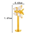 Piercing labret papillon en titane doré avec cristaux blancs d'une hauteur de 1,67 cm - Style Papillon (T2527-1) / Doré