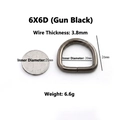 D-Ring aus Metall in Gunmetal für Taschen mit 20mm Innendurchmesser und 3,8mm Draht - 6x6D (Innen 20mm) / Gunmetal