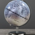 Nordic light luxury desk globe with polished metal stand and light blue map detail - 14cm Silver-white English Ball With White Bracket