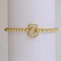 18K gold plated bead bracelet with micro-paved zircon balloon letter Z charm - Letter Z