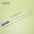 Reusable 1.2cm Tritan telescopic straw set in Taro Purple with cleaning brush - 1.2x21cm / Taro Purple
