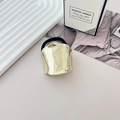 Minimalist elastic hair tie featuring a golden irregular hammered metal plate texture - Style B Light Gold