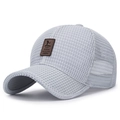 Breathable mesh baseball cap in light grey with premium leather patch for outdoor sun protection - Adjustable / Light Gray