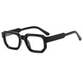 Classic black square full-rim sunglasses with geometric frames and clear lenses for fashion - Black Frame Clear Lenses