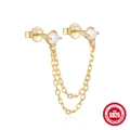 Elegante S925 Silber Quastenohrringe mit weißen Opalsteinen und doppeltem Kettendesign - #1 Opal Integrierter Stil / Gold