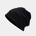 Detailed view of black slouchy beanie featuring 3D embossed geometric knit textures - One Size / Black