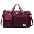 Large capacity travel gym bag in purple waterproof nylon with multiple pockets - Grape Purple