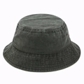 Bob gris foncé en coton délavé avec œillets métalliques et coutures de bordure - M (56-58cm) / Vert Militaire