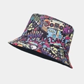 Reversible bucket hat with retro graffiti prints and colorful street art patterns - M (56-58cm) / Urban BFF Street Graffiti Style (Color #8)