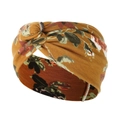 Detail of vintage floral paisley headband in brown and dark green with twisted knot design - Brown Dark Green Vintage Floral (5)