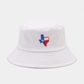 Cappello a secchiello in cotone bianco con ricamo bandiera del Texas in stile piatto - Taglia unica / Bianco